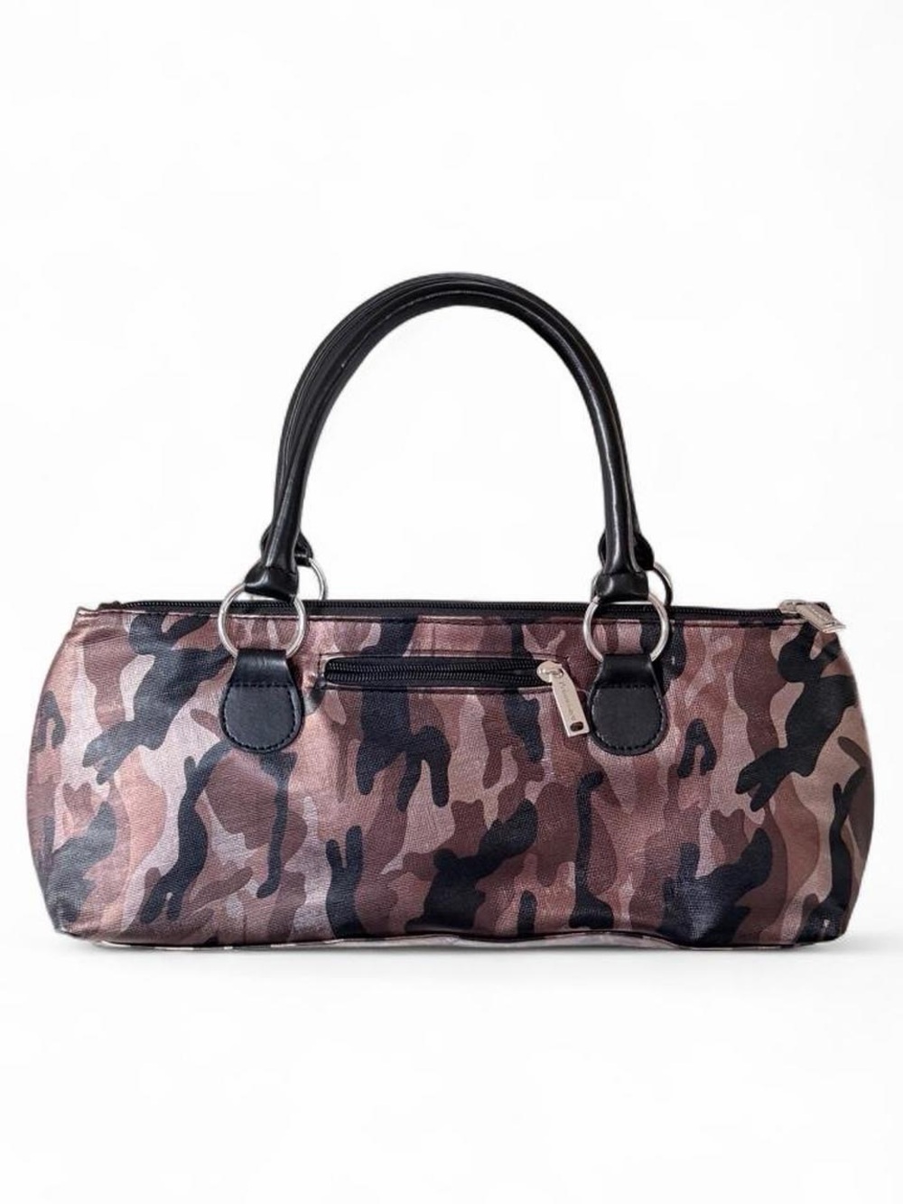 Camouflage Print Hand Bag in Brown and Black
